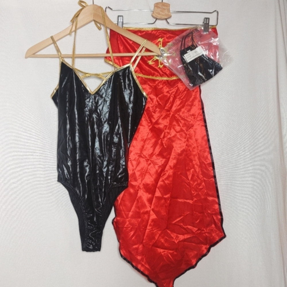 Yandy Violent Warfare Ninja Costume‎ Sexy Adult Red Black Gold Medium M Small